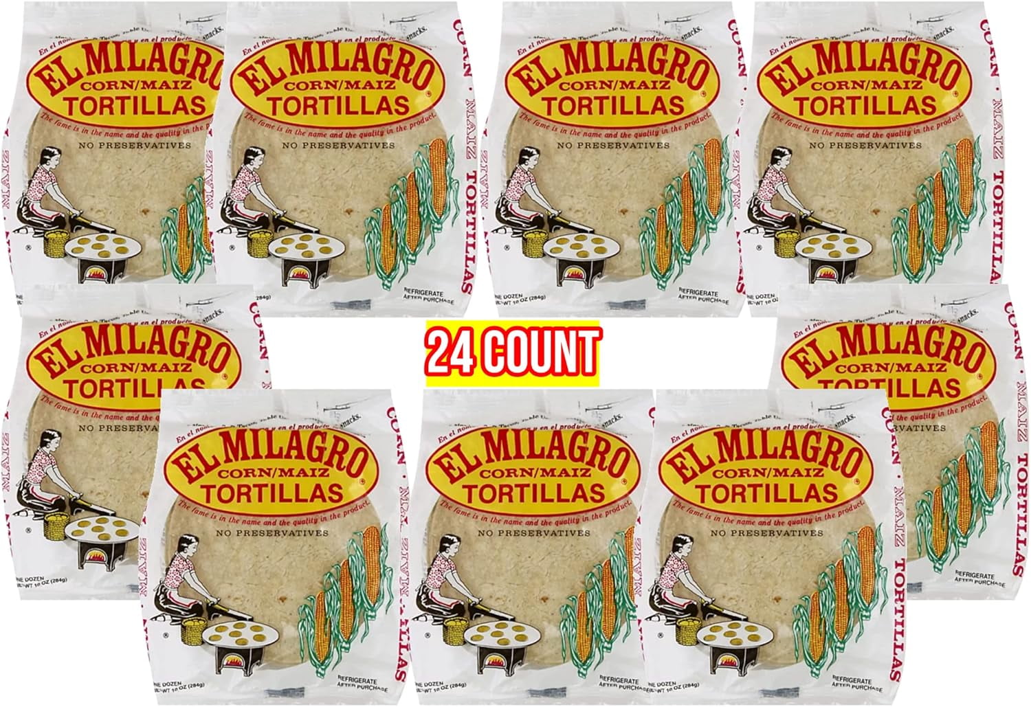 Milagro Classic Corn Maiz Natural Soft Tortillas for Tacos, Cooking, et