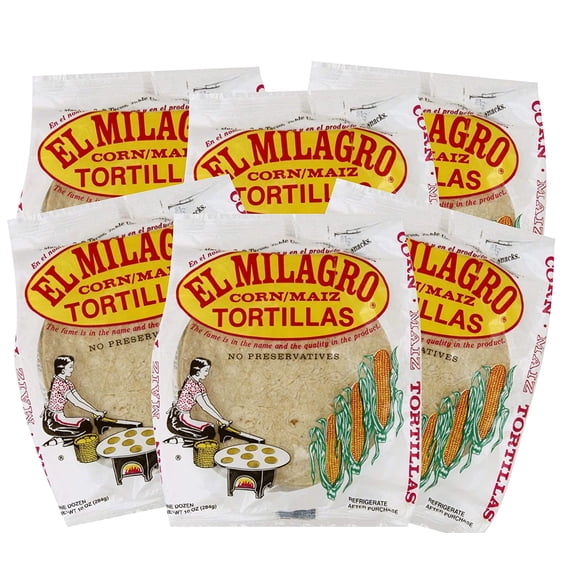 Milagro Classic Corn Maiz Natural Soft Tortillas for Tacos, Cooking, etc - 6 Pack