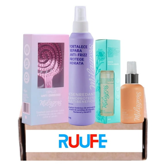 Milagros Cepillo Desenredante Masajeador, Milagros Desenredante Termoprotector, Milagros Serum Revitalizante y Milagros Perfume Sublime - Milagros Kit Cabello Perfecto (4 Pack)