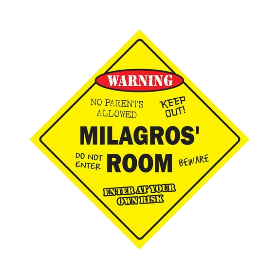 Milagros' Room Sign Crossing Zone Xing | Indoor/Outdoor | 12" Tall kids bedroom decor door children's name boy girl