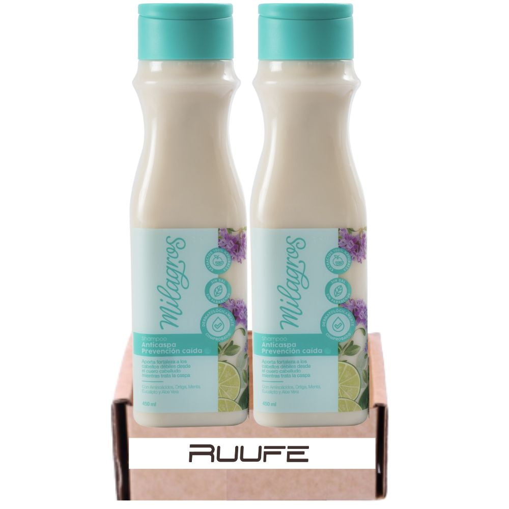Milagros Shampoo (2 pack) anti dandruff & hair loss prevention Miracle shampoo Shampoo Milagros Anticaspa Formula de efecto duuo, anti caspa y prevencioon caida champu milagros