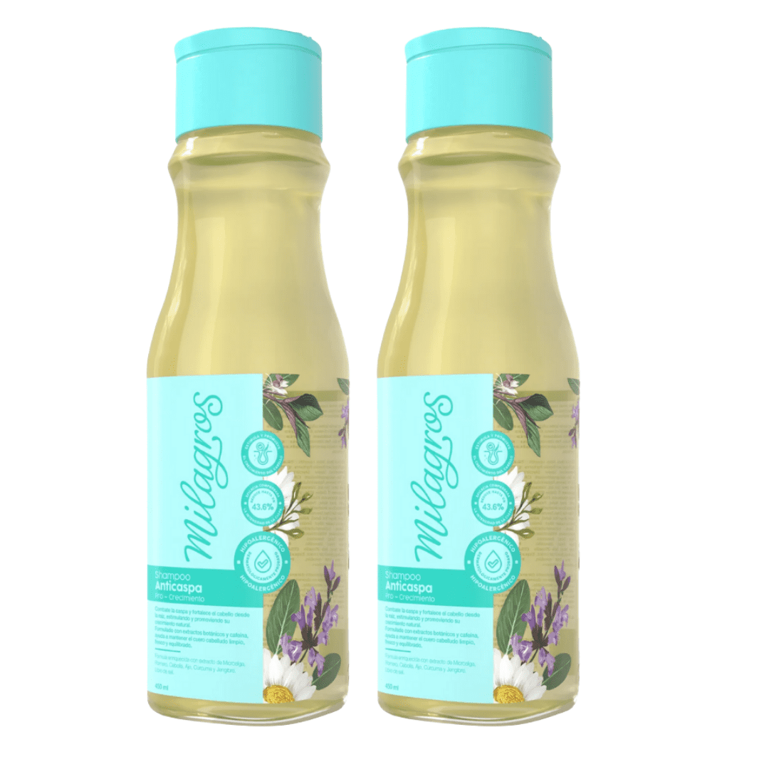 Milagros Shampoo (2 pack) anti dandruff & hair loss prevention Miracle shampoo Shampoo Milagros Anticaspa Formula de efecto duo, anti caspa y prevencion caida champu milagros