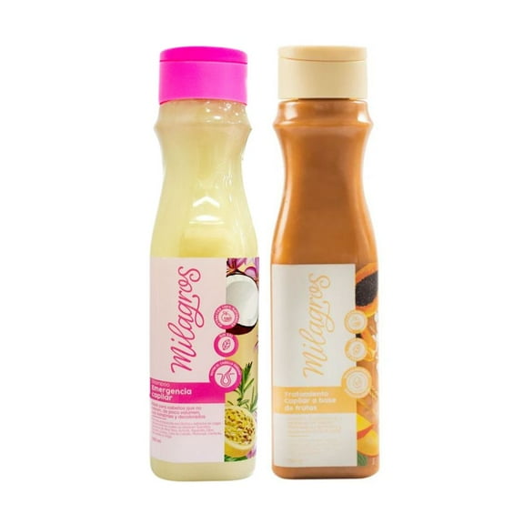 Milagros Shampoo Emergencia Capilar y Milagros Tratamiento capilar a base de Frutas (2 pack)