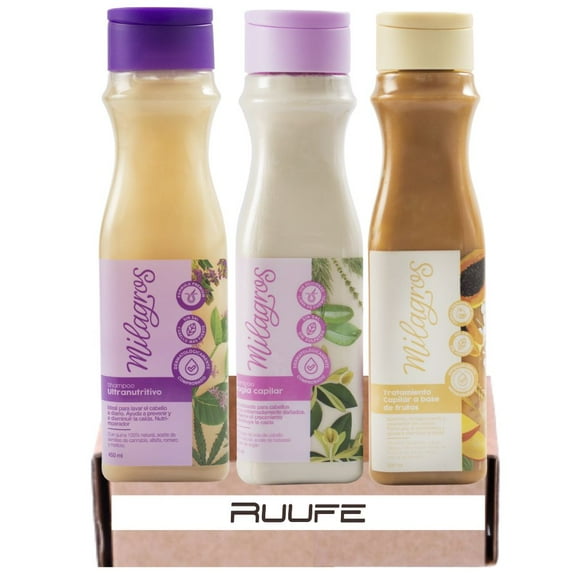 Milagros Shampoo y Tratamiento (3 pack) milagros shampoo colombia treatment Shampoo Milagros Shampoo ultra-nutritivo shampoo Magia Capilar y Tratamiento a base de frutas Colombia Champu milagros