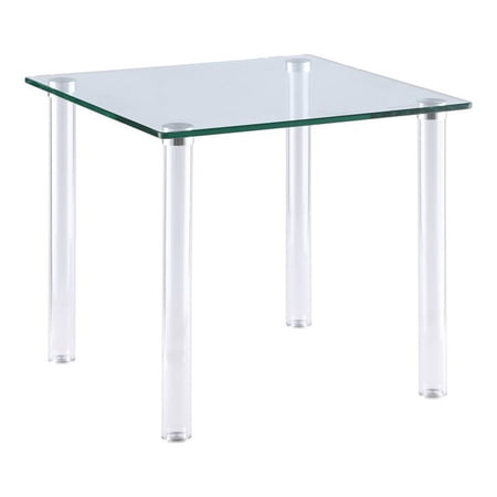 Milan 19.68" Contemporary All Glass Lamp Table in Clear with Chrome Trim