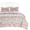 thumbnail image 1 of Milan 2 Piece Microfiber Blooming Flower Pattern Twin Quilt Set, White and Pink, 1 of 5