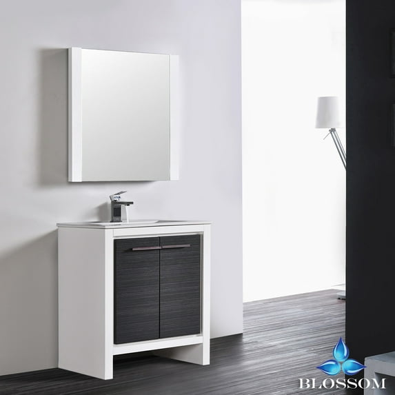 Milan 30" w/ Mirror (Glossy White & Silver Grey)