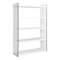 thumbnail image 1 of Milan 47.24" Contemporary Glass and Wood Bookcase in Clear/White, 1 of 6