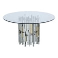thumbnail image 1 of Milan 53.15" Round Glass Top Table with a Steel/Golden Cluster Base in Clear, 1 of 4