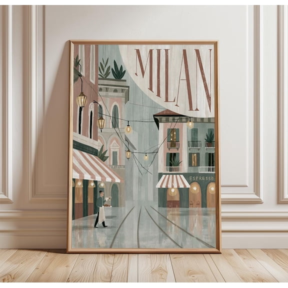 Milan Architecture Italian Cafe Print City Wall Art, Unframed Paper Print