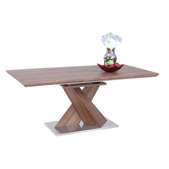 Milan Bernice 56" Contemporary Wood Extendable Dining Table in Walnut