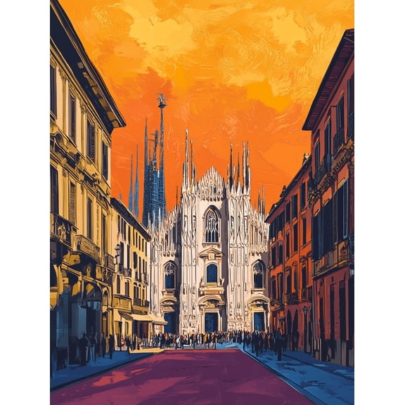 Milan Cathedral Sunset Canvas Art Print Suitable for Living RoomOffice Dining Room and Hallway Decoration.