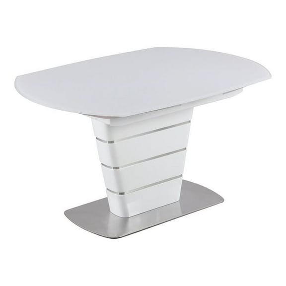 Milan Charlie 78.7" Steel and MDF Motion-Extendable Dining Table in White