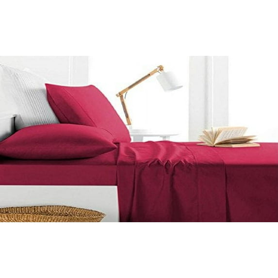 Milan Collection 1000 Thread Count 100% Cotton Deep Pocket Sheet Set (Califonia King, Burgundy)