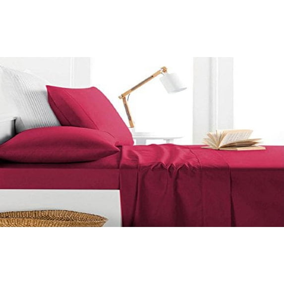 Milan Collection 1000 Thread Count 100% Cotton Deep Pocket Sheet Set (Twin, Burgundy)