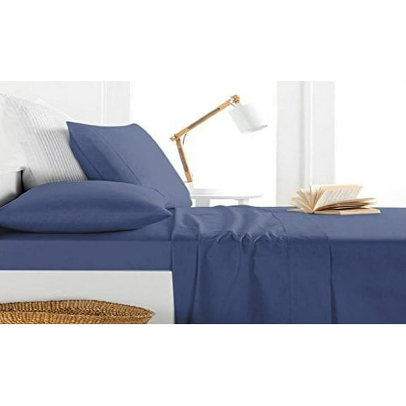 Milan Collection 1000 Thread Count 100% Cotton Deep Pocket Sheet Set (Twin, Navy)