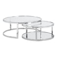 thumbnail image 1 of Milan Contemporary Steel and Glass 2-In-1 Nesting Cocktail Table Set in Clear, 1 of 8