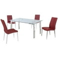thumbnail image 1 of Milan Cristy 5-piece Steel Dining Set with Faux Leather Chairs in Red, 1 of 10