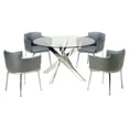 thumbnail image 1 of Milan Denise 5-piece Round Steel Dining Set with Faux Leather Chairs in Gray, 1 of 1