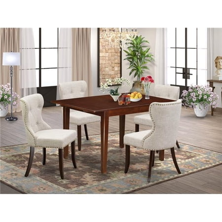 Milan Dining Set - Mahogany & Doeskin, Set of 4