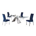 thumbnail image 1 of Milan Domino Pyramid Base Dining Set w/ Glass Top and Blue Motion-back Chairs, 1 of 15