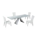 thumbnail image 1 of Milan Domino Pyramid Base Dining Set w/ Glass Top and Gray Motion-back Chairs, 1 of 12