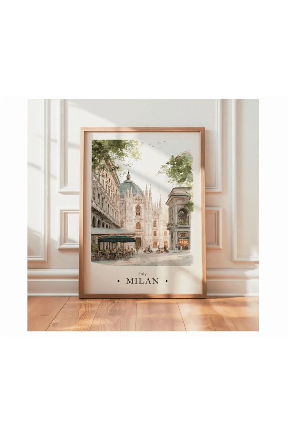Milan Duomo Travel Poster Italian Architecture Poster Neutral Modern Decor