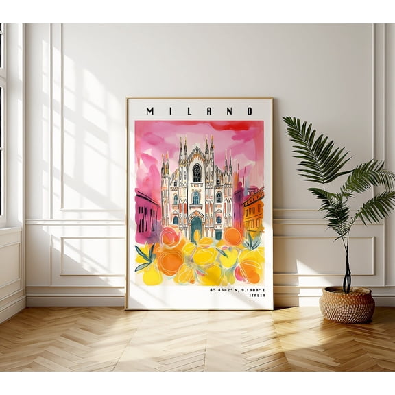 Milan Duomo Wall Art Print, Italian Travel Decor Artwork