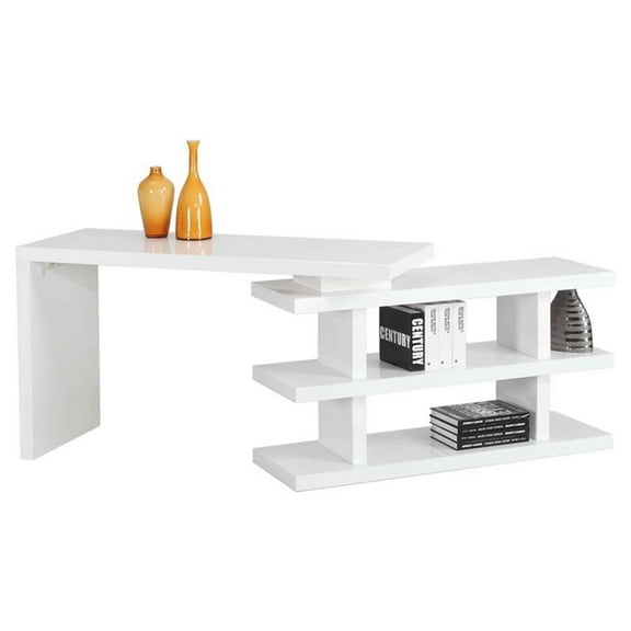 Milan Echo 53.2" Contemporary Wood Home Office Desk in Gloss White