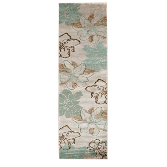 Milan Eleanor Ivory Turquoise Abstract Area Rug 100% Polypropylene Multi Size