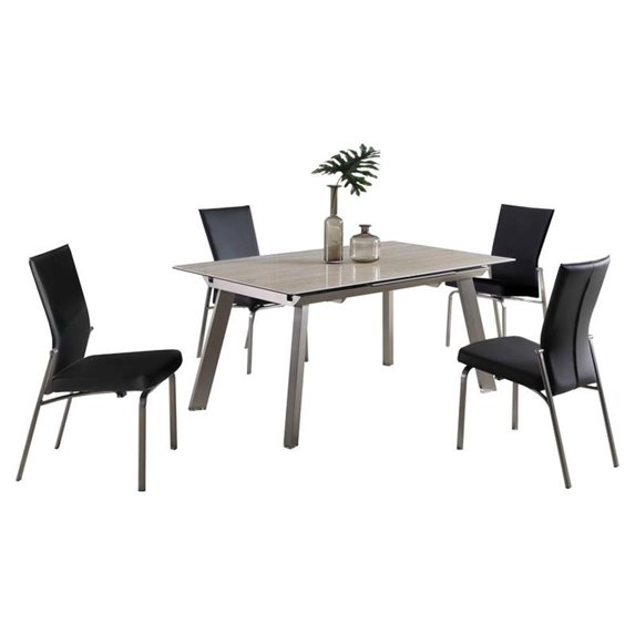 Milan Emery 5-piece Ceramic Dining Set with Motion Back Chairs in Black