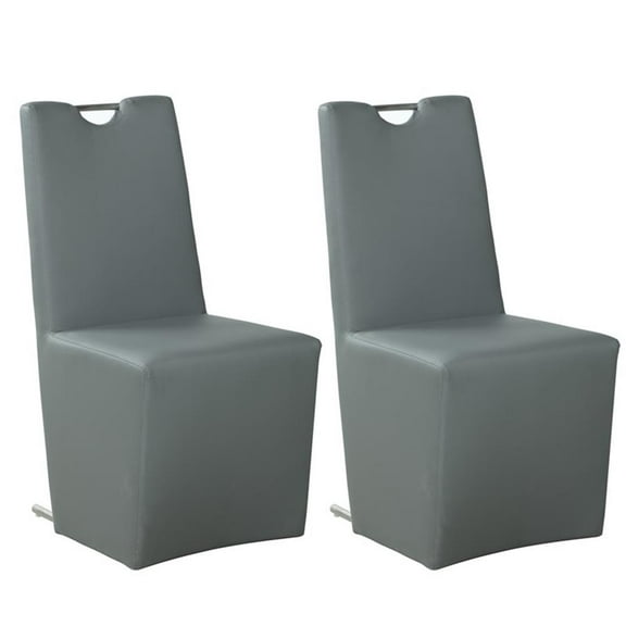 Milan Eva Handle-Back Faux Leather Side Chair in Gray (Set of 2)