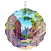 Milan Fashion City 3D Wind Spinner Laser Cut Metal Hanging Ornament Patio Decor Italy Urban Style Gift