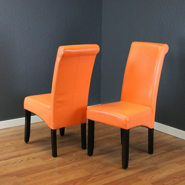 Milan Faux Leather Sunrise Orange Dining Chairs (Set of 2) - Walmart.com