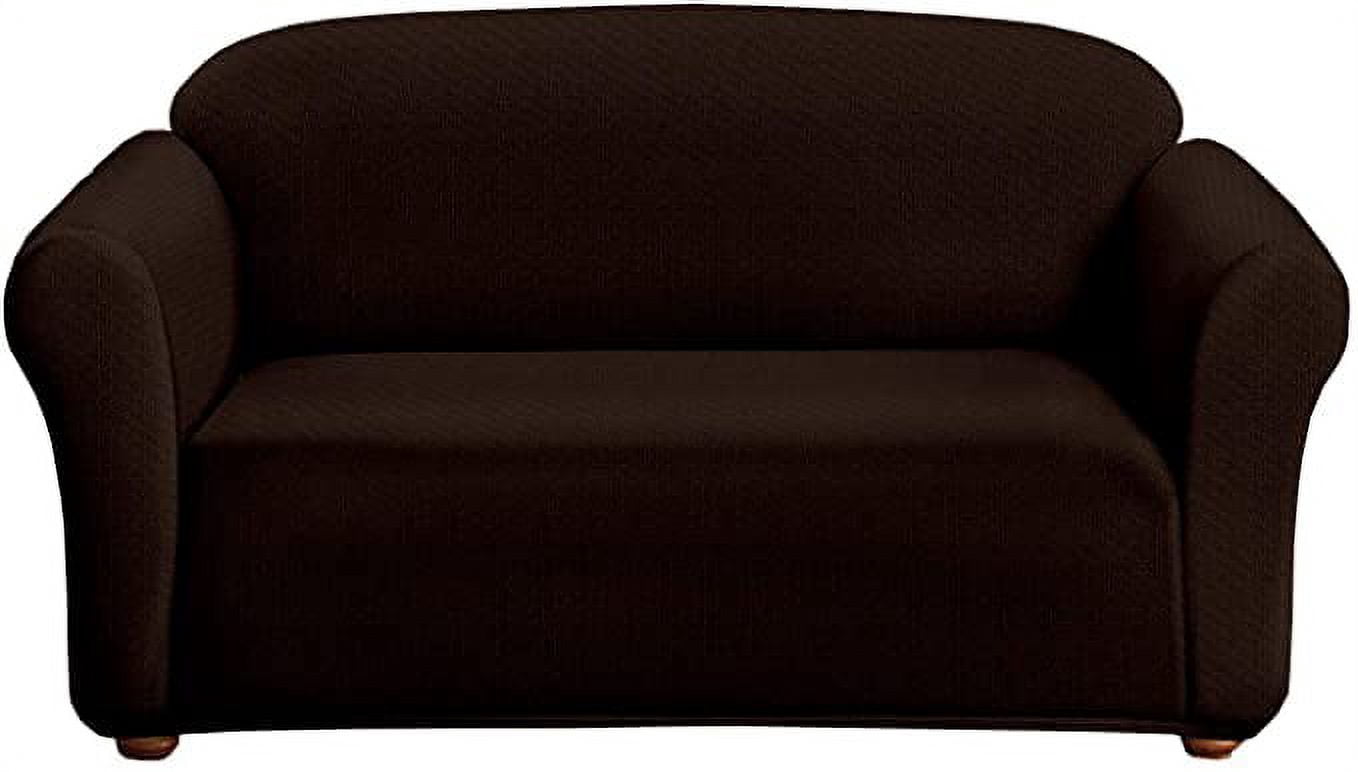 Milan Furniture Slipcover Fitted Protector Couch Cover Jacquard Soft Stretch Non Slip Fabric, Loveseat, Chocolate