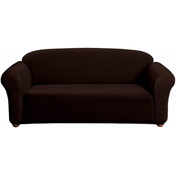 Milan Furniture Slipcover Fitted Protector Couch Cover Jacquard Soft Stretch Non Slip Fabric, Sofa, Chocolate
