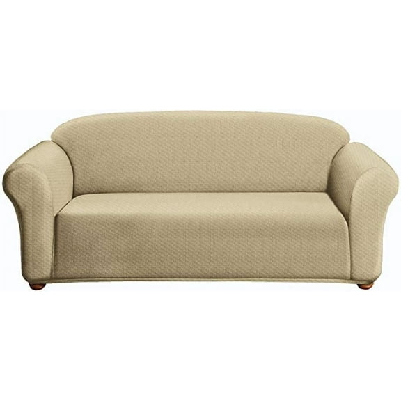 Milan Furniture Slipcover Fitted Protector Couch Cover Jacquard Soft Stretch Non Slip Fabric, Sofa, Sand