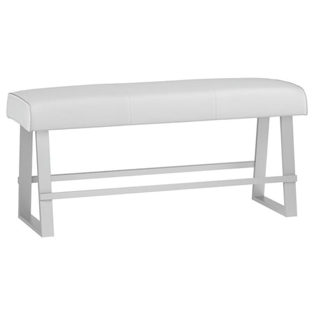 Milan Guinevere White Faux Leather Counter Height Bench with Highlight Stitching