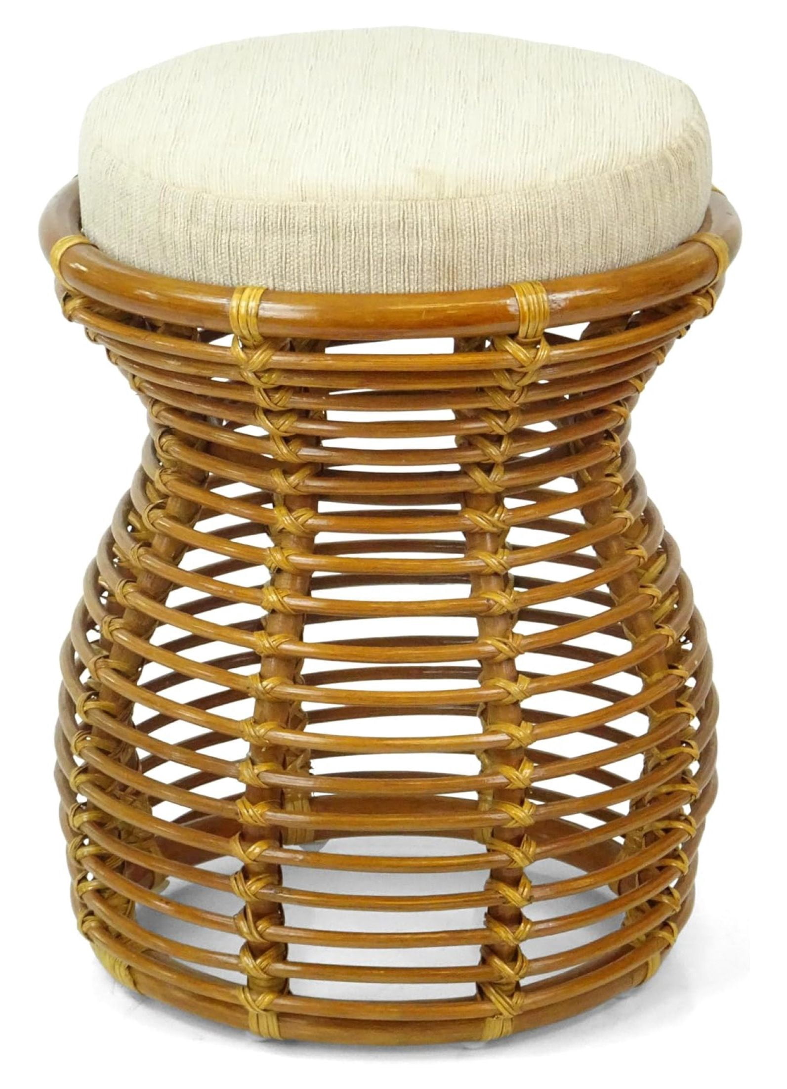 Milan Handmade Natural Rattan Wicker Ottoman Stool Vanity Bedroom Fully ...