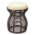 thumbnail image 1 of Milan Handmade Natural Rattan Wicker Ottoman Stool Vanity Bedroom Fully Assembled, Dark Brown, 1 of 7