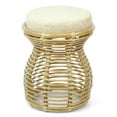 thumbnail image 1 of Milan Handmade Natural Rattan Wicker Ottoman Stool Vanity Bedroom Fully Assembled, Natural Color, 1 of 7