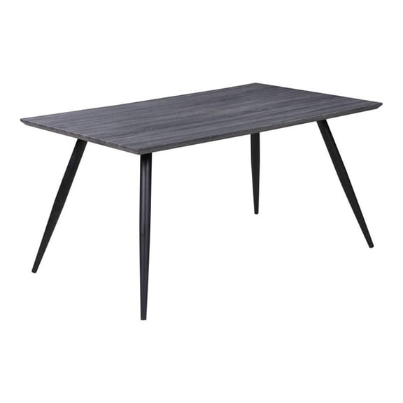 Milan Henry 59" Contemporary Steel and MDF Wood Dining Table in Gray/Black