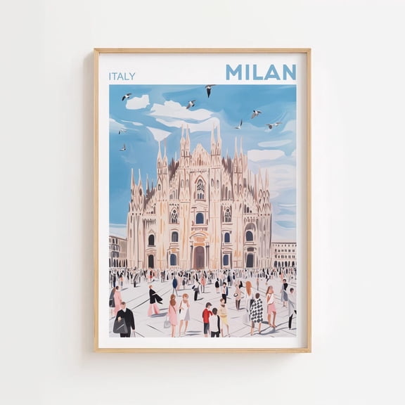 Milan Italy Duomo poster,Milano Poster,Pastel Dorm Decor,Retro Art poster,Milan Wall Art Illustration,Milan Vintage Minimal De Poster Unframed Paper Print