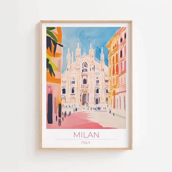 Milan Italy Pastel Art Poster,Milano Poster,Pastel Dorm Decor,Retro Art Poster,Milan Wall Art Illustration,Milan Vintage Minimal De Poster Home Decor, 24x36 UNFRAMED