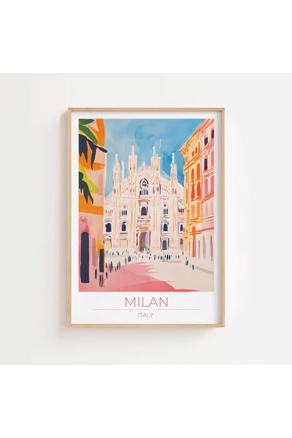 Milan Italy Pastel Art Print,Milano Poster,Pastel Dorm Decor,Retro Art Print,Milan Wall Art Illustration,Milan Vintage Minimal De Poster, Size 8x12 UNFFRAMED F03.1.8l2417