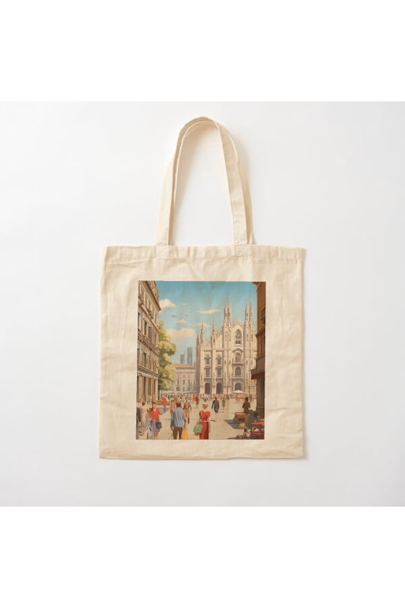 Milan Italy Travel Style 002 Canvas Tote Bags, Reusable Shopping Bag