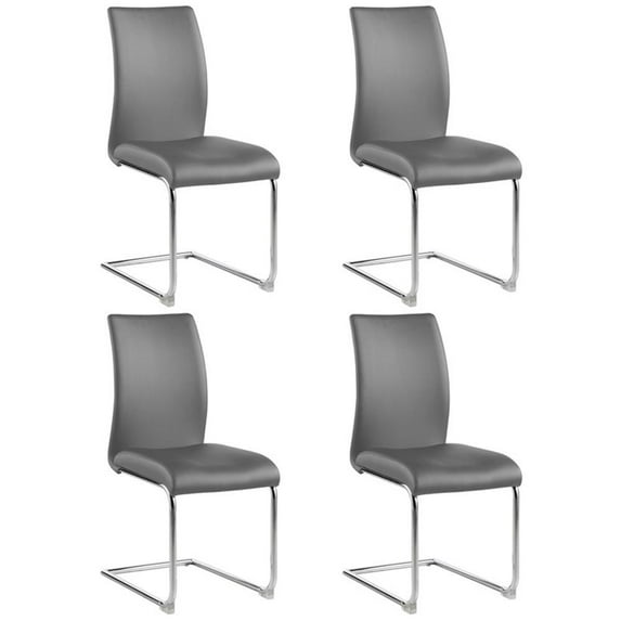 Milan Jean Gray Faux Leather Contour Back Cantilever Side Chair (Set of 4)