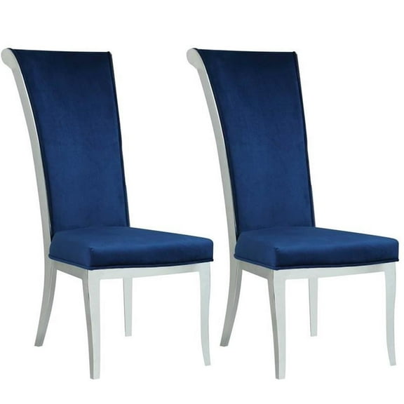 Milan Juliet Blue Fabric Tall Roll Back Side Chair (Set of 2)