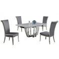 thumbnail image 1 of Milan Juliet Dining Set w/ Carrara Marble Table & 4 Gray Faux Leather Chairs, 1 of 20