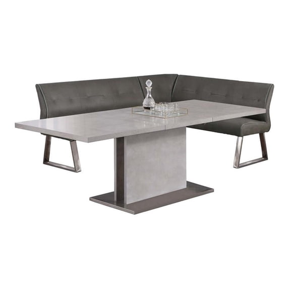 Milan Kaitlynn 2-piece Contemporary Steel and MDF Dining Set in Gray